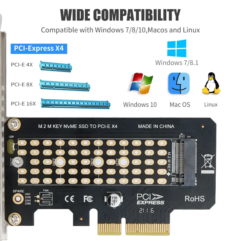 плата расширения ngff m 2 nvme ssd на pci express pcie 30 x4