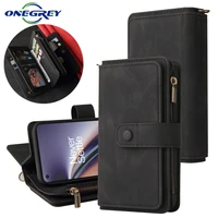 Wallet Card Leather Zipper Flip Case For Oneplus Pro Nord N200 N100 N10 Luxury Shockproof Strong Magnetic Phone Bags Cover