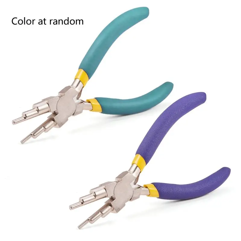 

634D 6 in 1 Wire Wrapper Looping Forming Jewelry Plier 6-Steps Multi Size Barrels Pliers Bail Jewelry Making Colors at Random