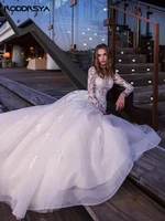 roddrsya o neck long sleeves wedding dress illusion back design lace organza bride dresses princess dress tailor made