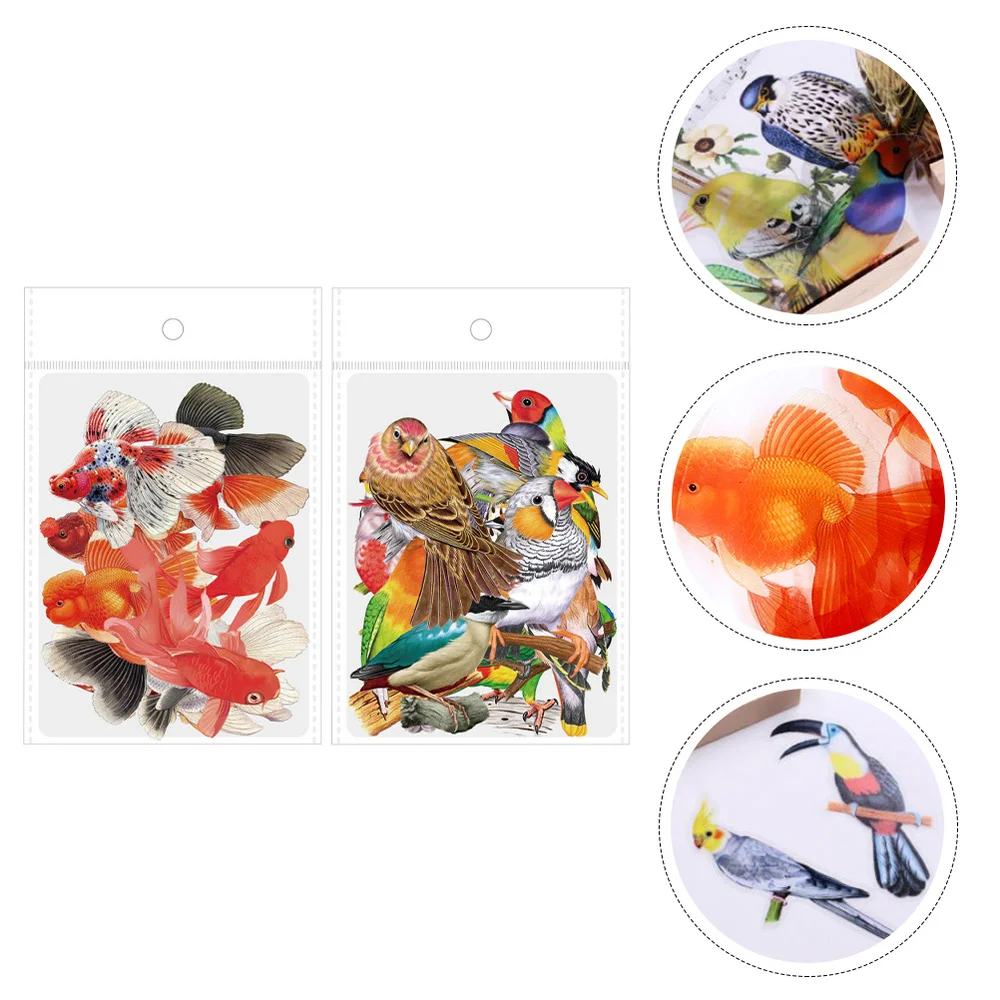 

2 Sets/60pcs Scrapbook Stickers Animal Shapes DIY Sticker Decorative Memo Decals