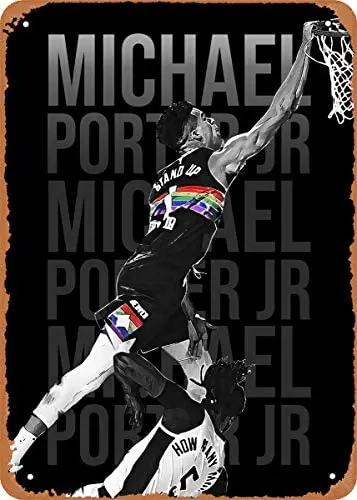 

Fanzi Vintage Look Metal Sign Basketball Pop Art Michael Porter Jr 8"X12" Tin Plate Wall Decor