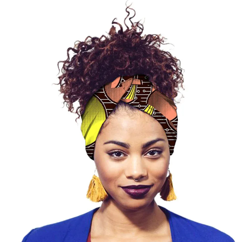 African Print Headbands For Women Designer Bandage With Tassel Earrings Dangle Cotton Wax Hair Bandanas For Women Headband Set
