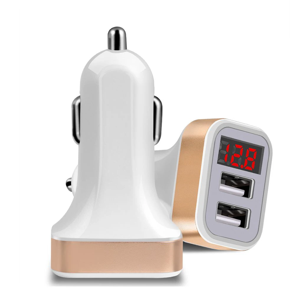 Автомобильное зарядное устройство 2 1 а с двумя USB портами и светодиодным дисплеем