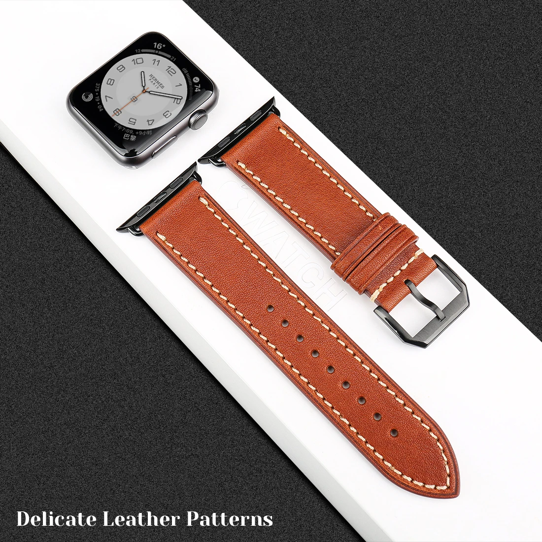 Top Quality Leather Band For Apple Watch 45mm 41mm 44mm 40mm 42mm 38mm Series 7 6 SE 5 4 3 Bracelet  Accessories iWatch Strap