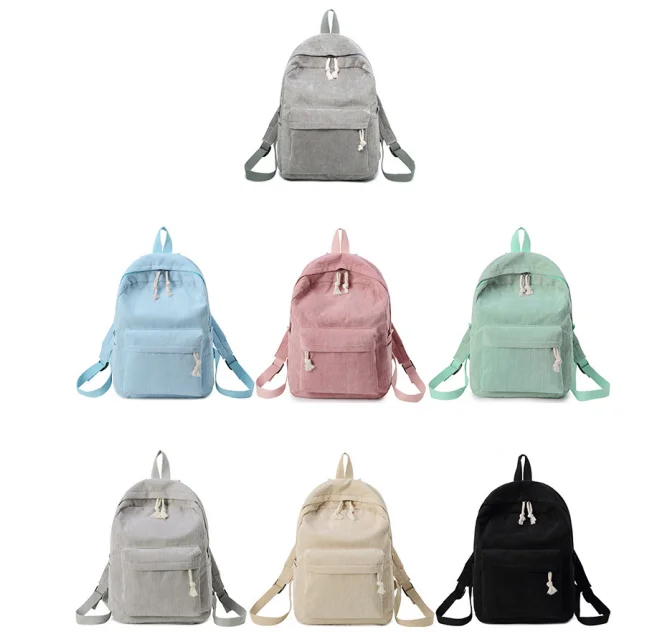 Элегантный стиль Мягкий тканевый рюкзак женский вельветовый дизайн школьный для