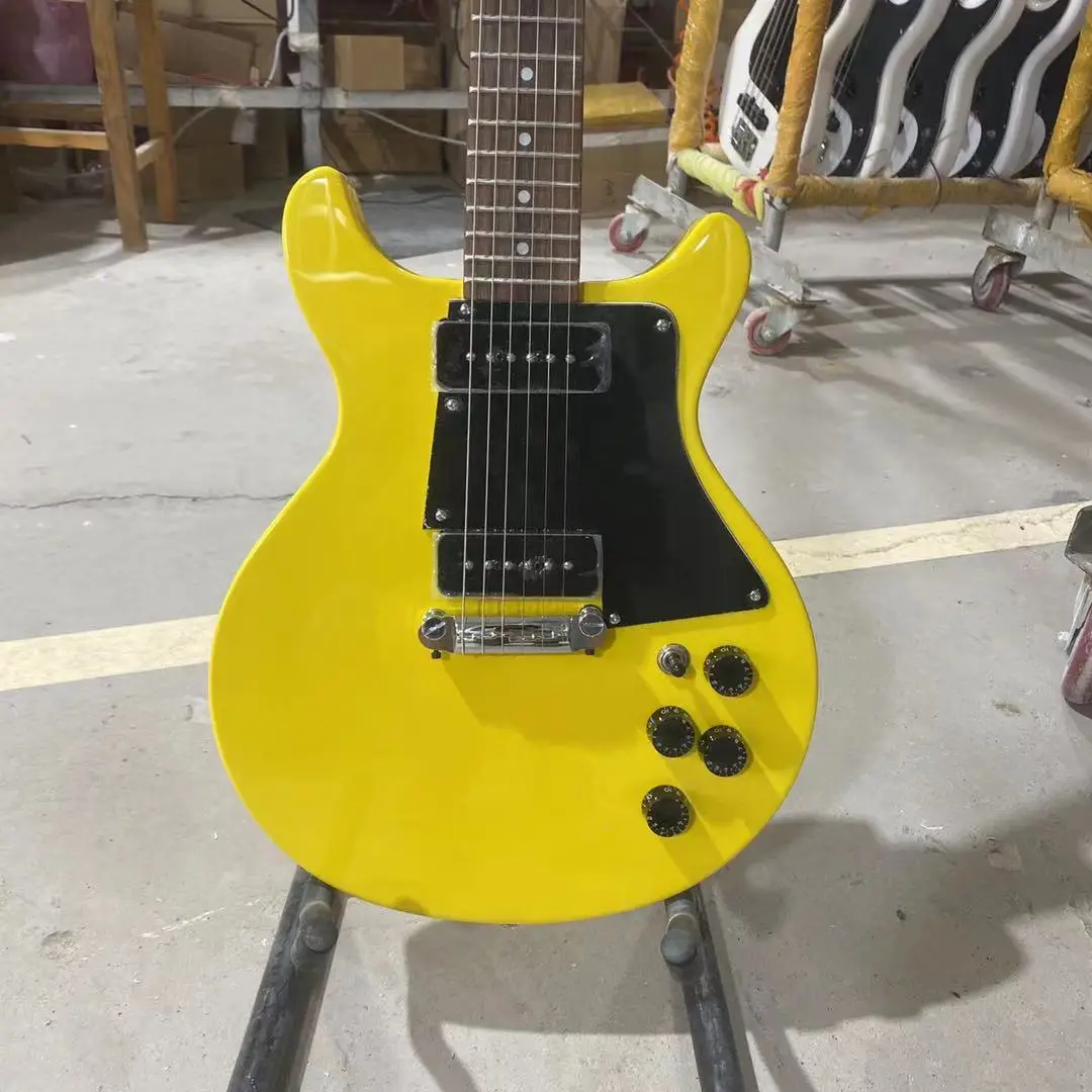 

Studio Electric Guitar Lemon Yellow Color Mahogany Body Rosewood Fingerboard High Quality Guitarar Free Shipping