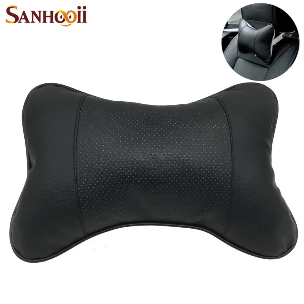 

Car PU Leather Seat Head Neck Rest Safety Cushion Auto Support Cotton Pillow Headrest Pad Black or Gray Interior Accessories