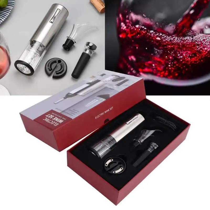 

Bottle Opener 4-in-1 Wine Bottle Opener Set USB Wine Stopper Pourer Foil Cutter Accessories Gift