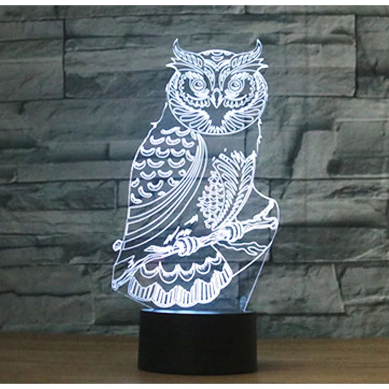 

3d Led Night Lights Spiritual OWL with 7 Colors Light for Home Decoration Lamp Amazing Visualization Optical Illusion Awesome