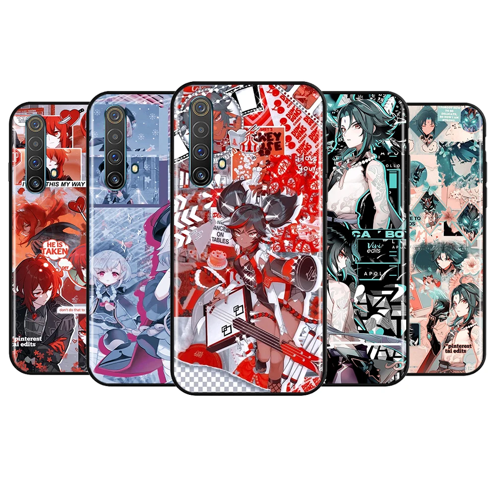 

Genshin Impact Cartoon For OPPO Realme 8 7 6s 6 5 3 2 Pro 5G Global V15 5 3 5G Silicone Black Soft Cover Phone Case
