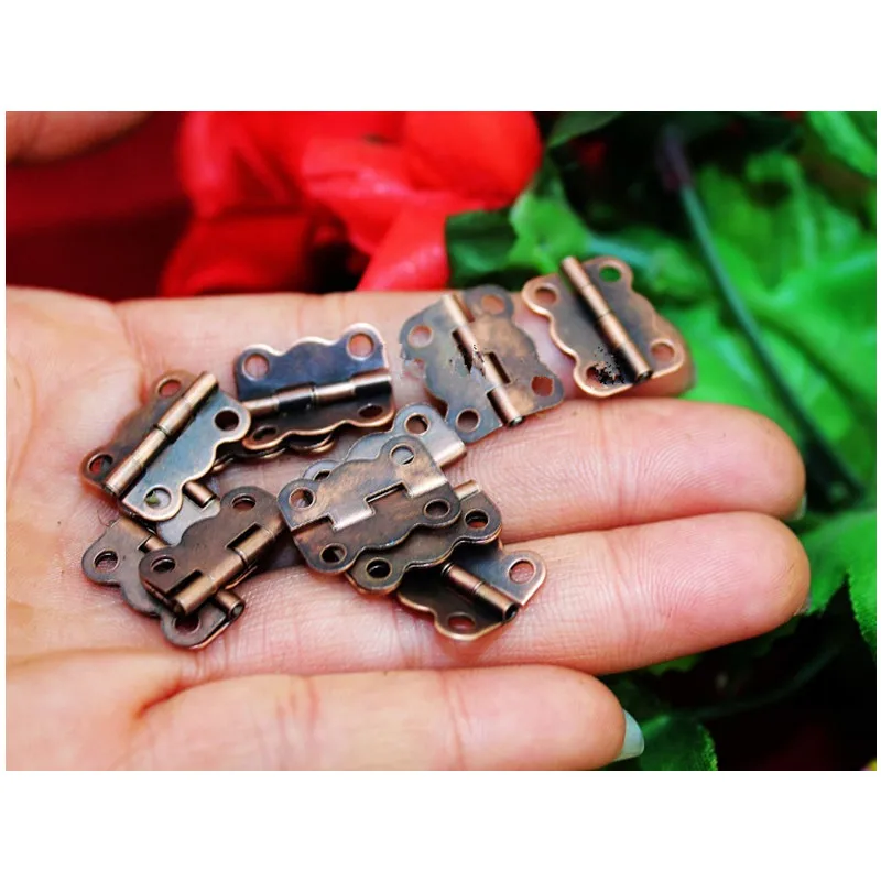 100PCS 16x13mm Red Bronze Butterfly Metal Cabinet Door Luggage Furniture Hinges 4 Holes Decors Antique Vintage | Обустройство дома