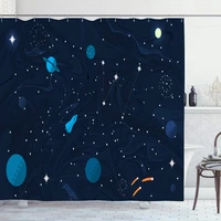 shower curtain set with hooks 66x72 cosmic star start adventure space flat planets concept stars startup satellite design