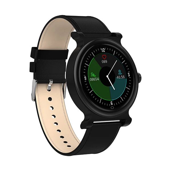 black leather Vorke VK5 Bluetooth Смарт-часы с сенсорным экраном поддерживает ответ на телефон и прослушивание музыки фитнес-трекер IP67 PK Miband 4 - Цвет: black leather