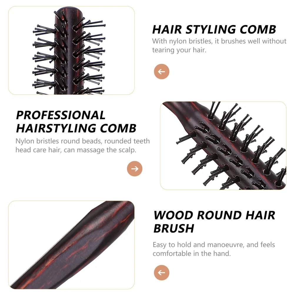 

3pcs Hair Styling Comb Barber Curly Hair Brush Wood Handle Rolling Comb