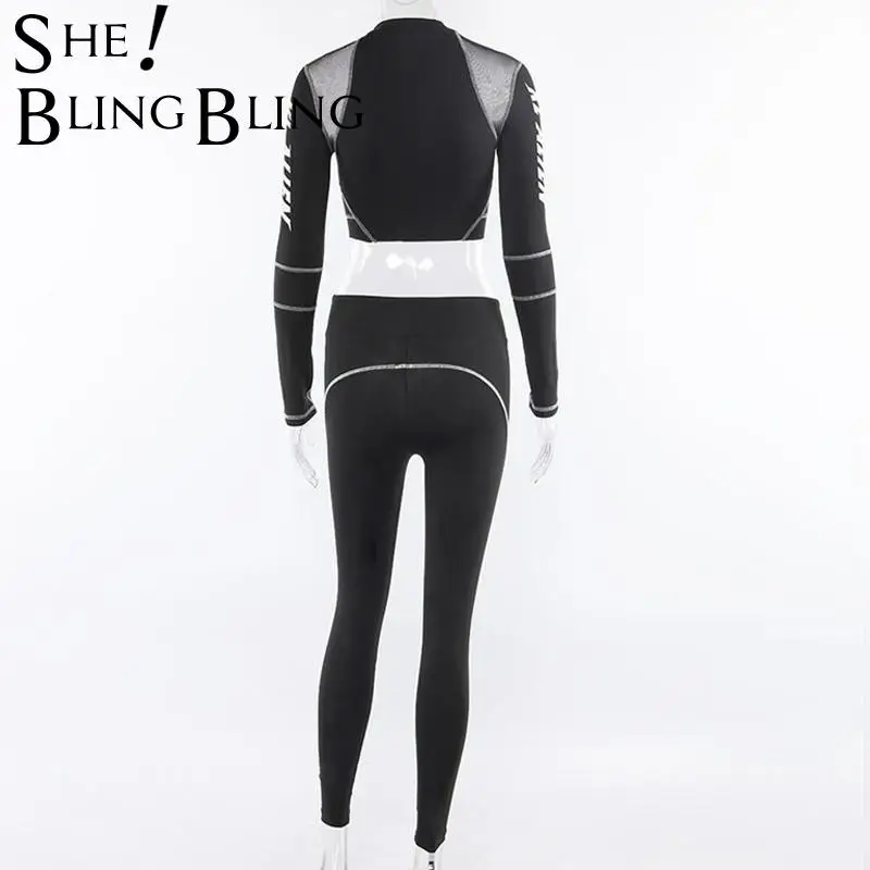 SheBlingBling летний черный спортивный костюм из 2 предметов Женский комплект с длинным