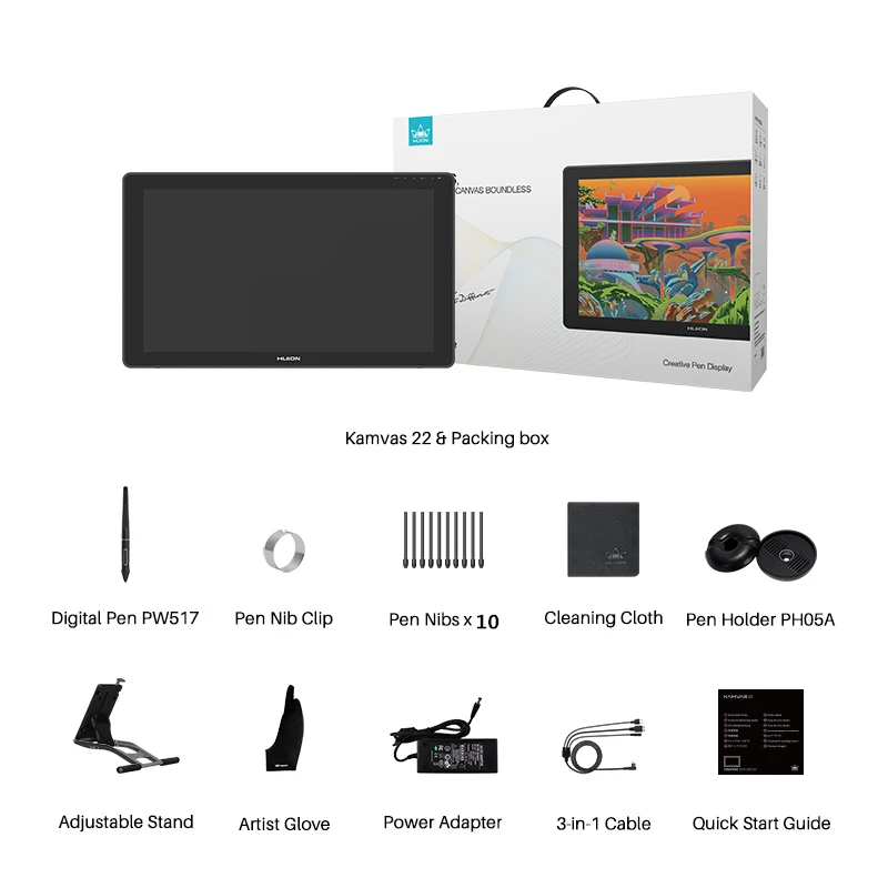 

HUION Kamvas 22 Graphic Tablet 21.5 inch Pen Tablet Monitor Anti-glare Screen 120%s RGB Pen Display Support Windows/mac/Android