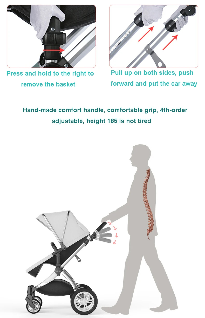 Детская коляска с высоким пейзажем откидывающейся спинкой светильник для