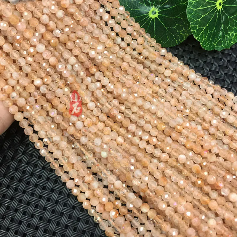 4 мм бусины из натурального желтого камня Sunstone Круглые граненые маленькие DIY для