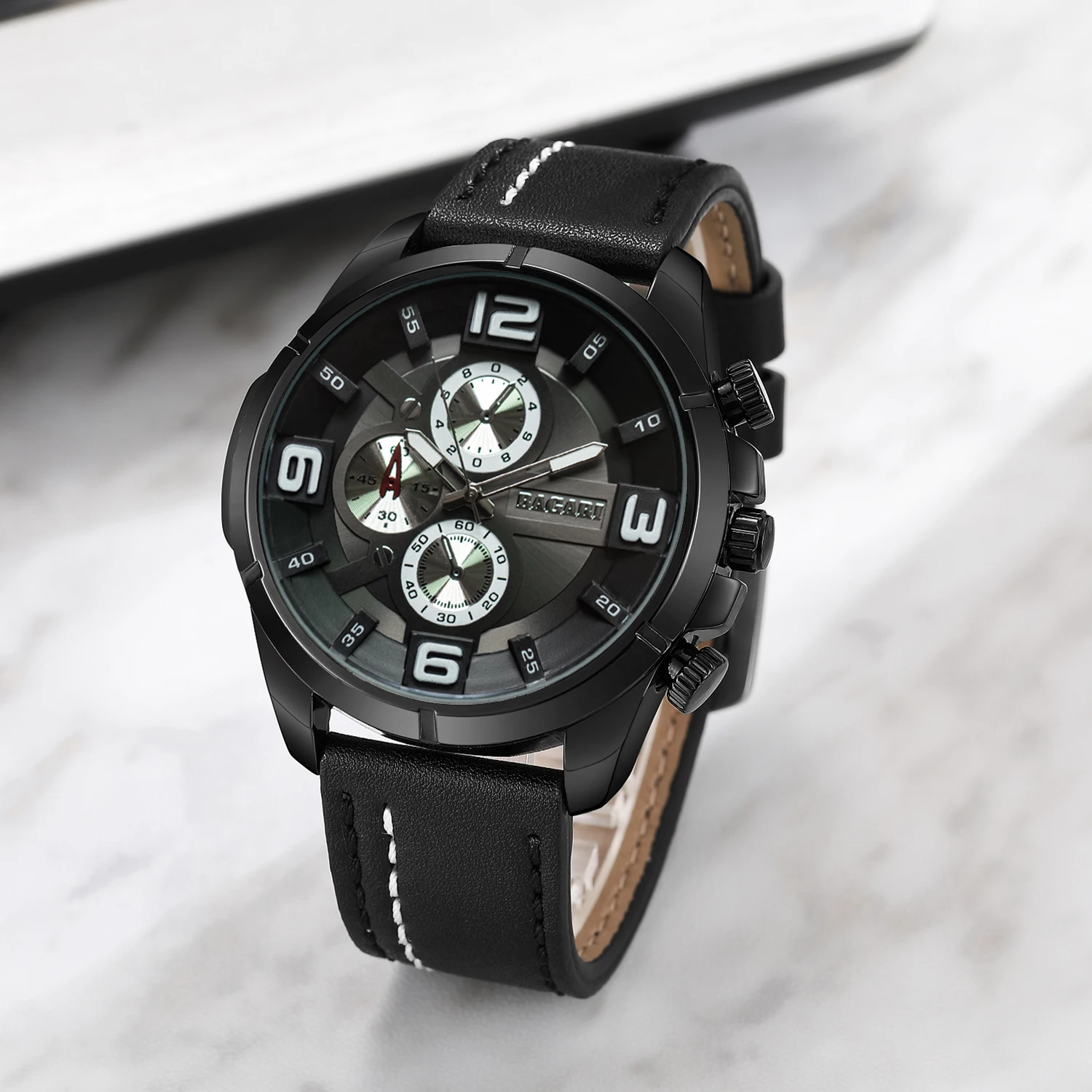 Мужские Водонепроницаемые деловые повседневные Кварцевые спортивные часы BAGARI с