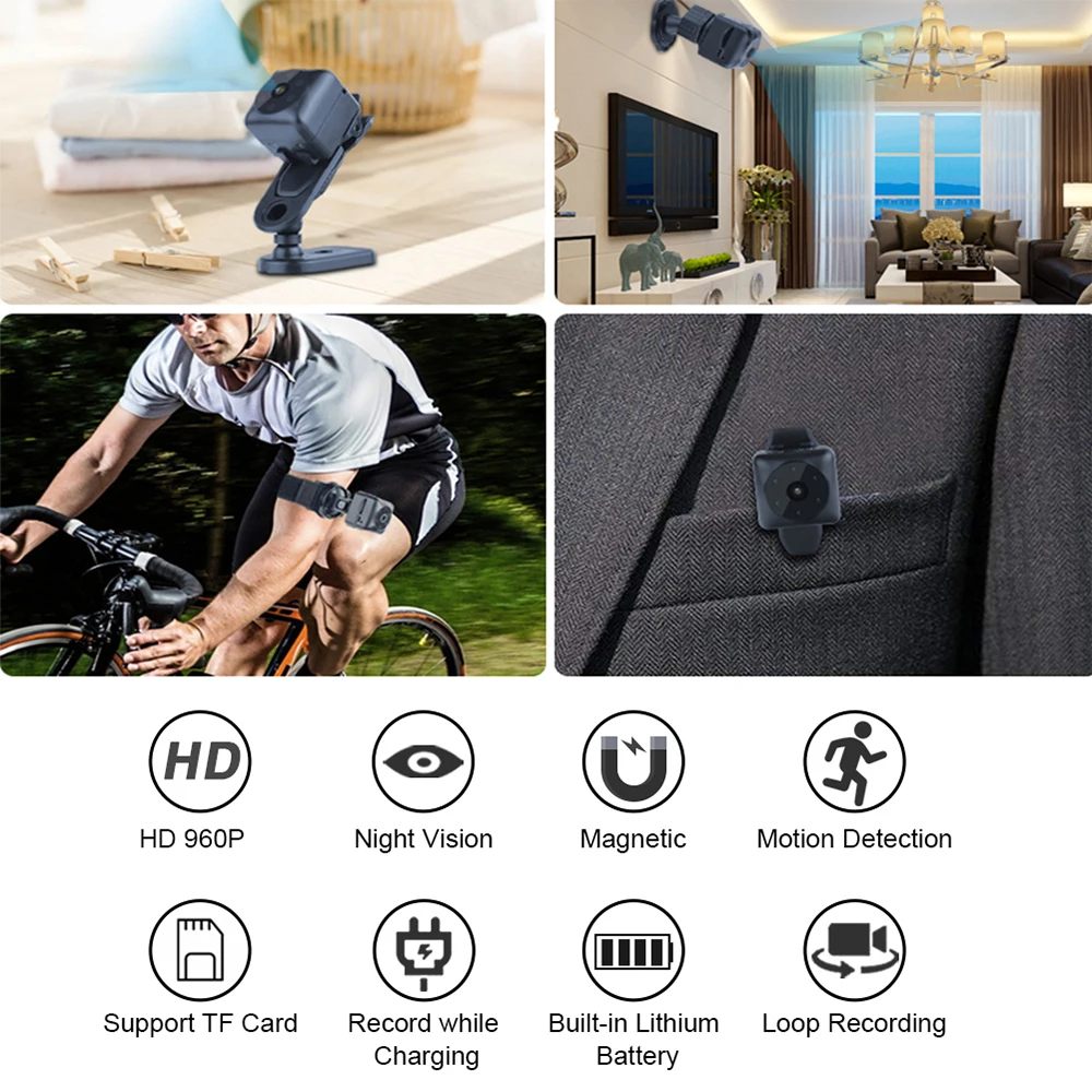 Беспроводная мини камера для домашней системы безопасности носимые спортивные