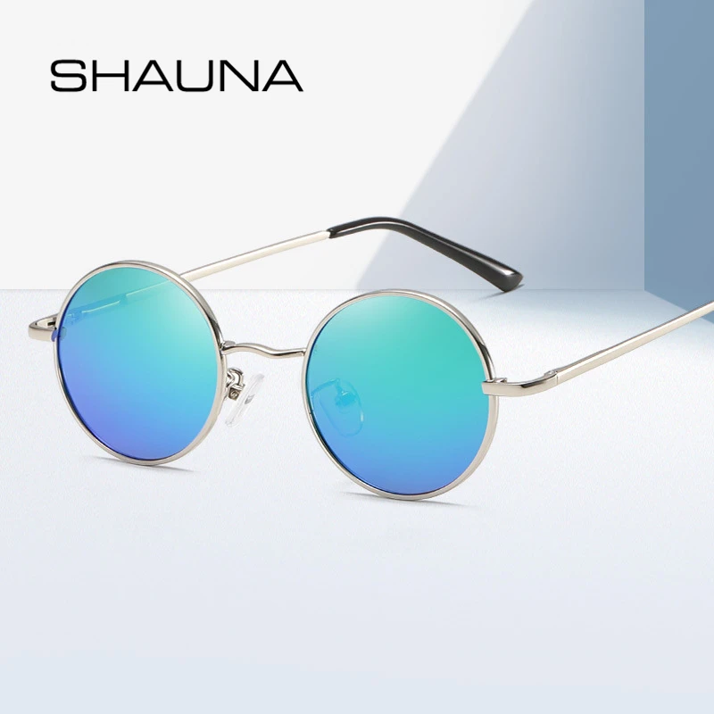 

Женские и мужские винтажные очки SHAUNA, маленькие круглые поляризационные солнцезащитные очки в стиле ретро с зеркальными линзами, уникальны...