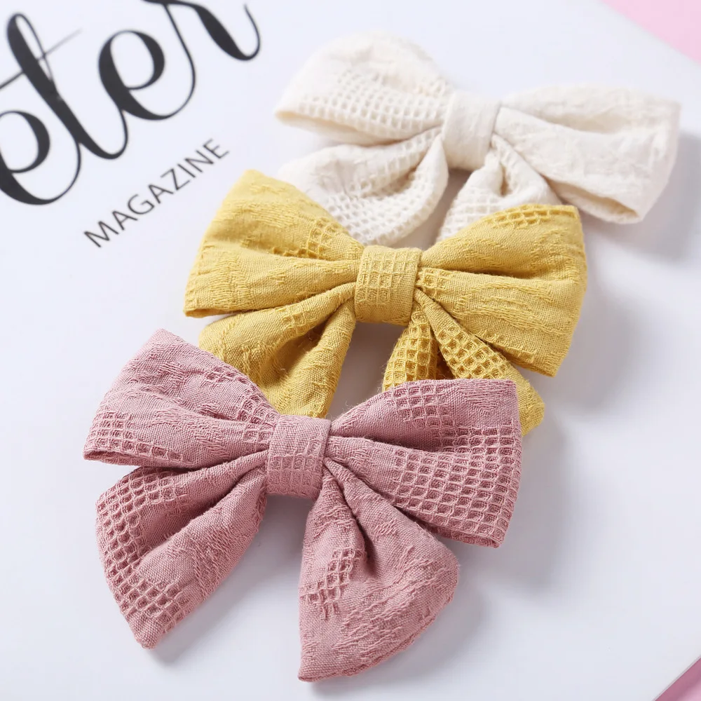 Baby Girls Hair Accessories Cotton Children Big Bows Hairclip Jacquard Infant Spring Summer Hairpin Toddler Party Barrette