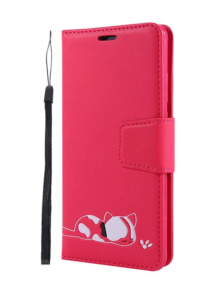 Red Кожаный чехол с откидной крышкой для samsung Galaxy S10 E S9 J4 J6 A7 A6 плюс A10 A20 E A30 A40 A50 A70 милый кошелек с котами чехол для телефона - Цвет: Red