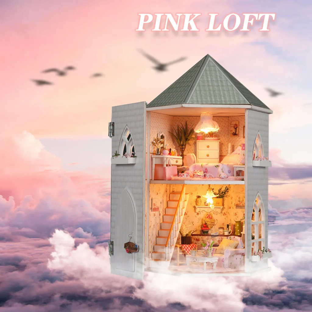 Розовый стиль жизни DIY творческая комната Кукольный дом мебель миниатюрный 3D
