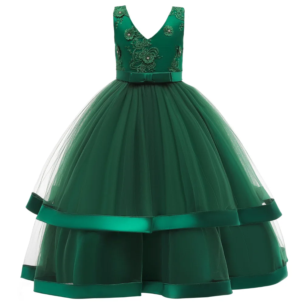 Рождественская Детская Платье с цветочным рисунком для девочек бальное платье