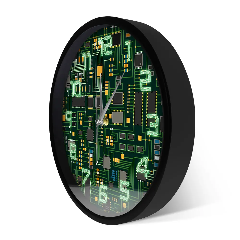 Компьютерный электронный чип печатная плата Geeky настенные часы зеленый ПК