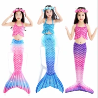 3pc girls suit halloween kids swimmable mermaid tail for girls swimming bating suit mermaid costume swimsuit can add monofin fin