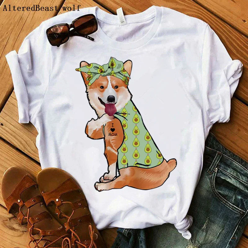 

Avocado Bandana Corgis Dog I Love Mom T-shirt Women Harajuku Dog Mama T Shirt Female Hip Hop 2021 Short Sleeve Tshirt Clothes