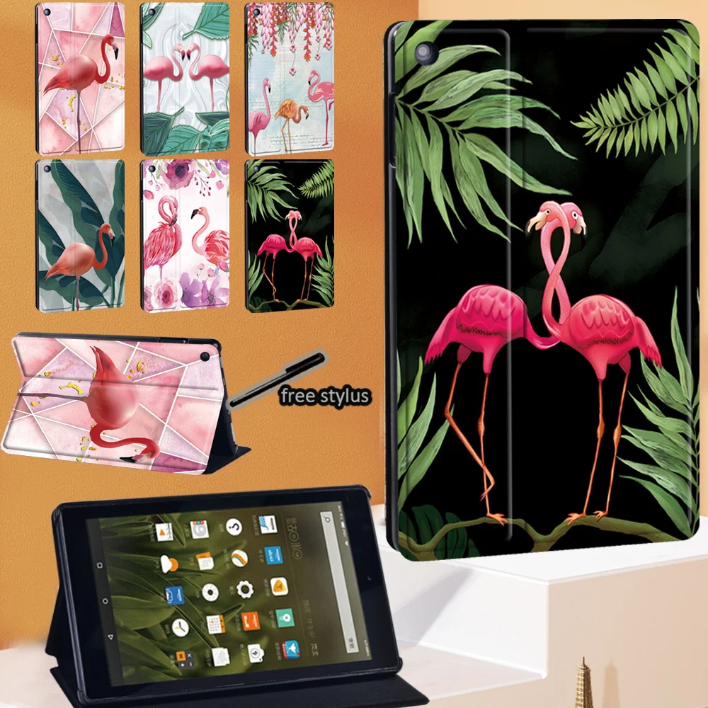 

Flamingo Series Tablet Case for Fire 7 5/7/9th Gen /Fire HD 8/HD 8 Plus/HD 10 Flip Leather Stand Cover