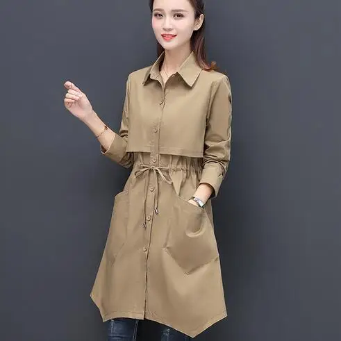 Пальто для женщин 2020 тонкое пальто на молнии с поясом женское хлопковое зеленое