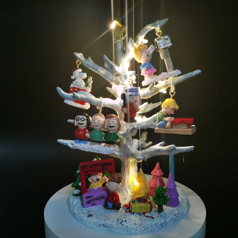 &Aacute;rbol luminoso de escritorio, disfraz de Pap&aacute; Noel Pastor, cacahuetes, &aacute;rbol de Navidad iluminado, decoraci&oacute;n de escritorio de resina-4