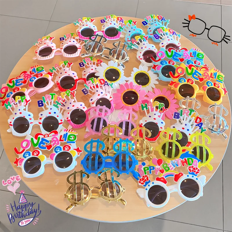 

New Funny Birthday Party Sunglasses Hawaiian Holiday Dress Up Cartoon Glasses Child Fun Summer Party Photo Props Decoration