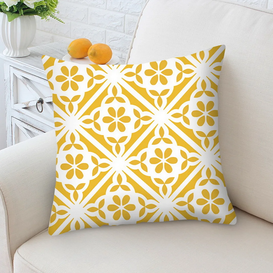 Геометрический Печатный чехол для подушки желтый серый алмаз волна талии офис