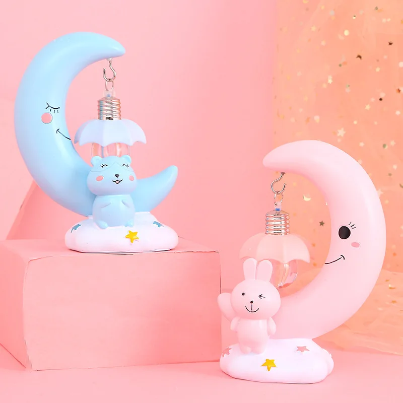 Светодиодный ночсветильник в виде Луны и единорога радужная лампа медведя