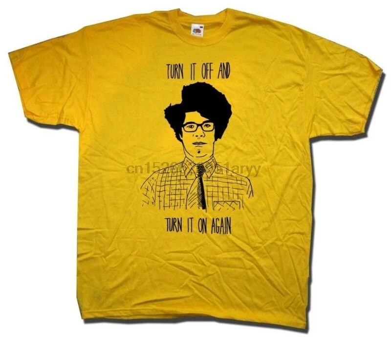 

MOSS T SHIRT - A TRIBUTE TO THE IT CROWD TURN IT OFF & TURN IT ON AGAIN FAB!