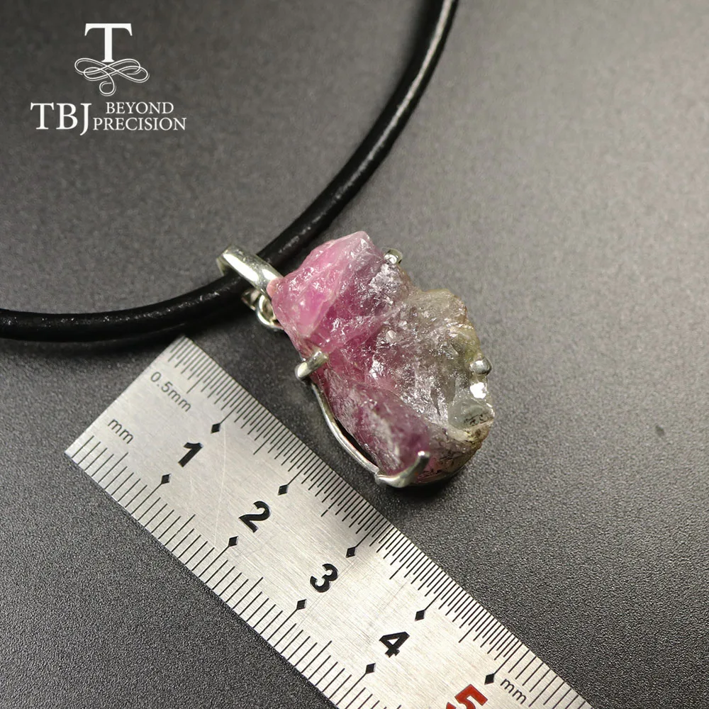 Женская кожаная подвеска TBJ подарочное ожерелье из натурального турмалина двух