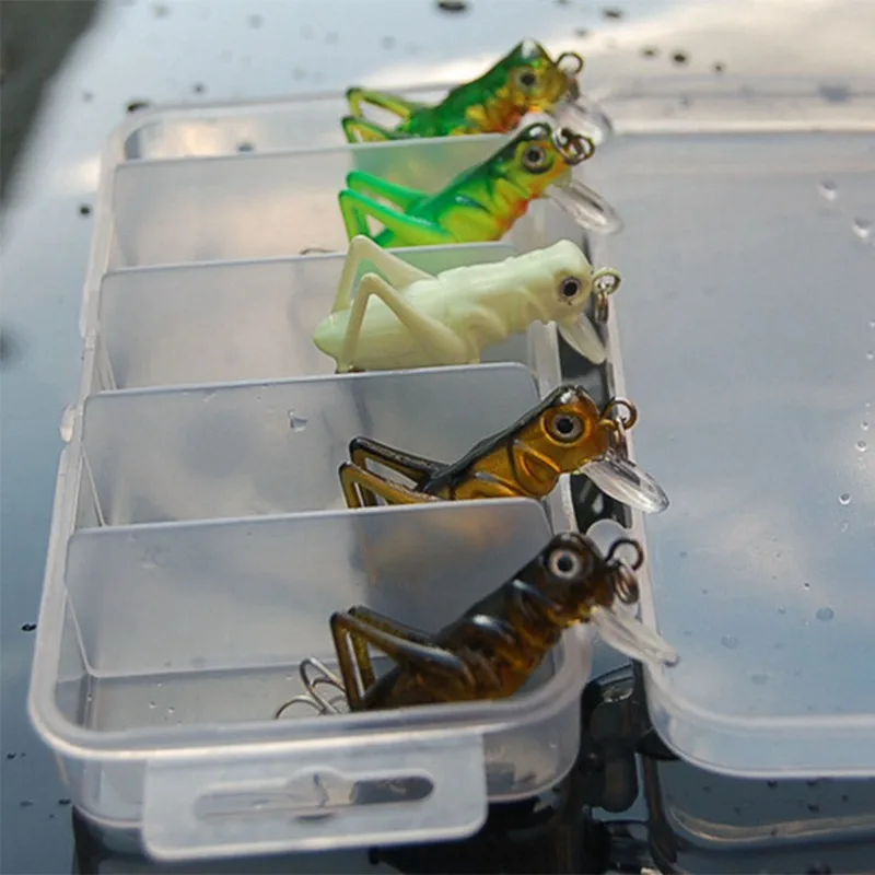 5 Pcs Luminous Fishing Lure Artificial Locust Grasshopper Lures Insect Shape Hard Bait Set In Tackle |
