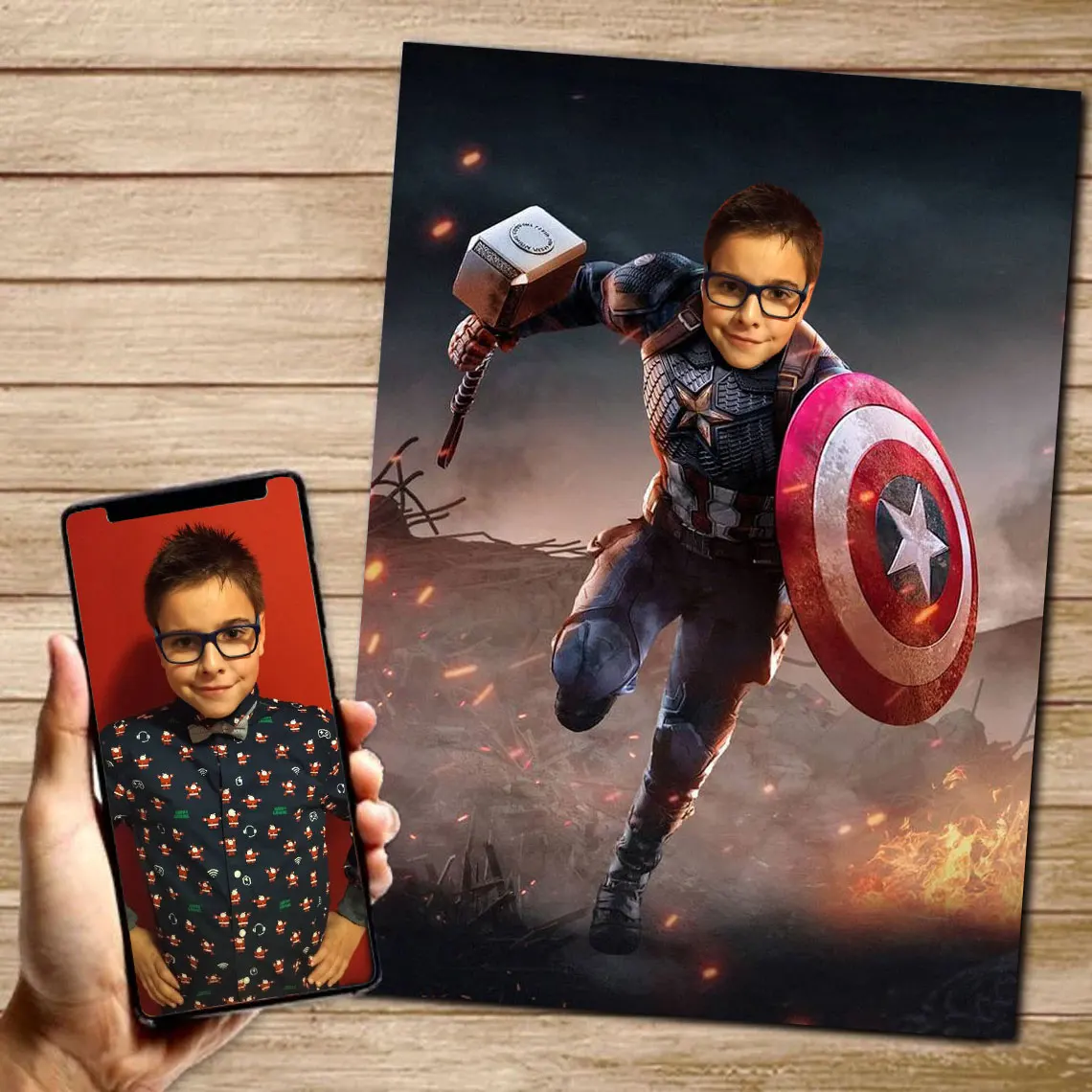 

Персонализированная Картина на холсте с изображением героев мультфильма «Капитан Америка»