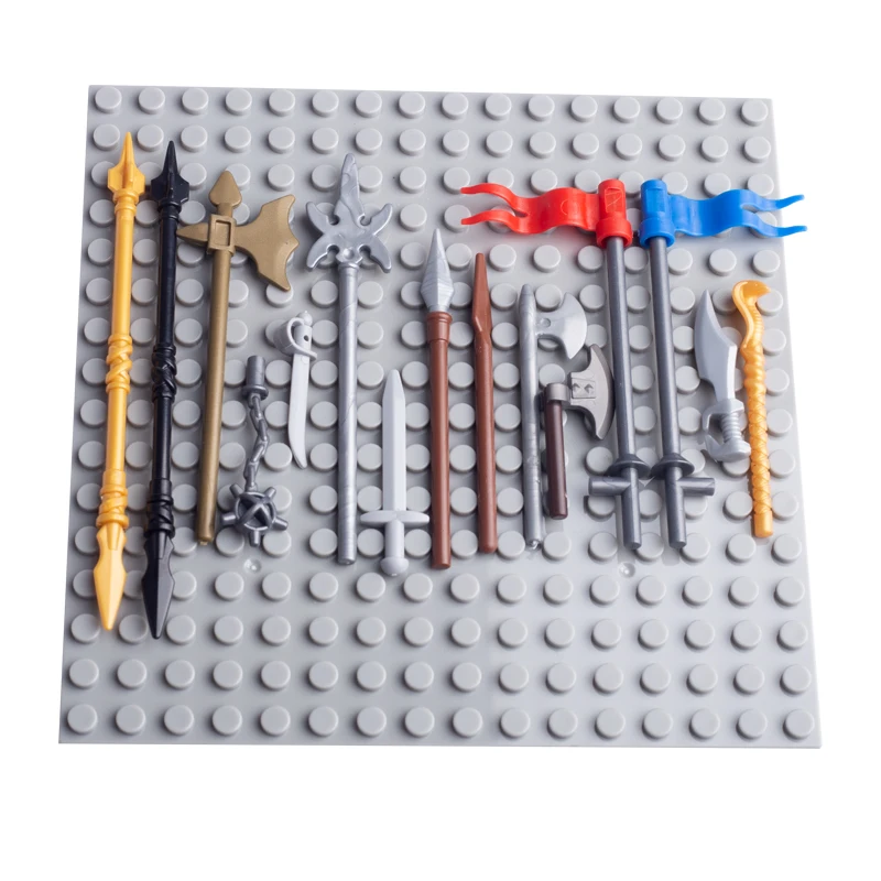 Medieval Soldier Weapon Building Blocks Military Arms Accessories Castle Knight Shield Sword Warrior Roman Figures Parts Bricks | Игрушки и