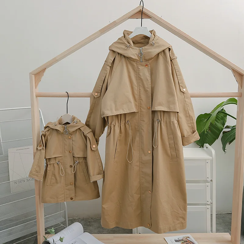 Детская одежда осенняя для малышей ветровки с капюшоном матери и ребенка