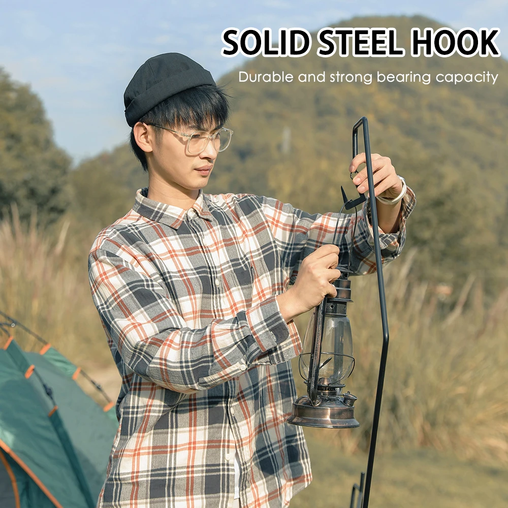 

Outdoor Camping Solid Rack Multifunctional Fishing Camping Lamp Bracket Folding Steel Hanging Rack Detachable Lantern Stand Lamp