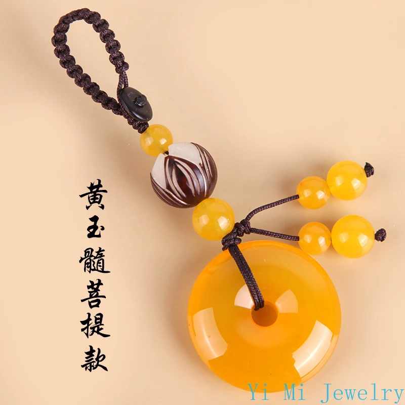 

100% Natural Agate Jade Peace Button Bodhi Lotus Lovers Car Key Chain Creative Bag Pendant Stone Keychains Jade Keychain