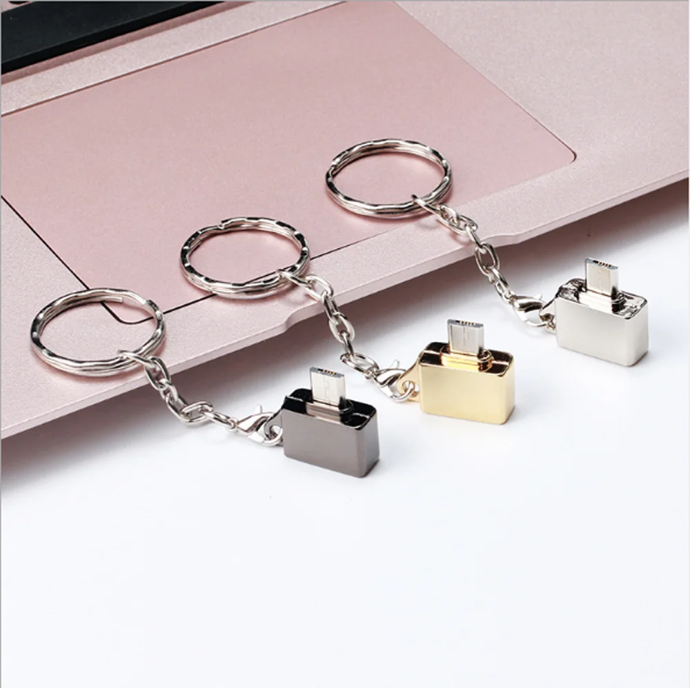 100 шт. Micro USB папа к 2 0 Женский Адаптер конвертера OTG с брелоком адаптер для сотового