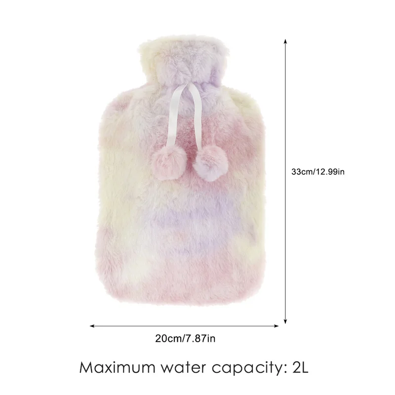 

Hot Water Bag Cover Cute Rabbit Hair Short Plush Ball Warm Bottle Soft Cover Winter Warm Heat Reusable Household Hand Warmer