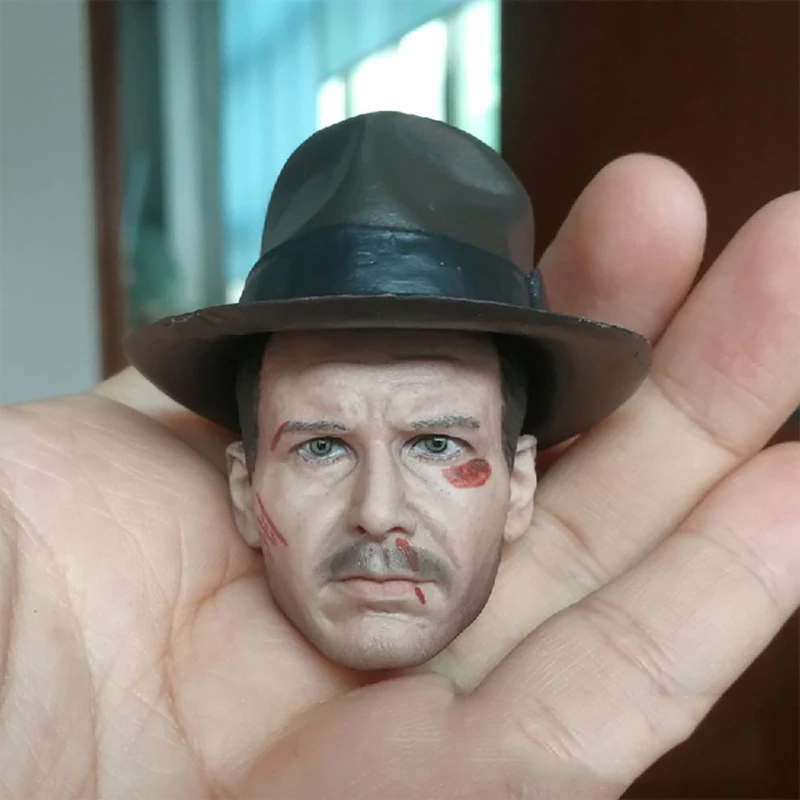 

1/6 Male Figure Action Toys Western Cowboy Head Sculpture Movable Doll Carved PVC Model Fit 12inches Character Body Accessory